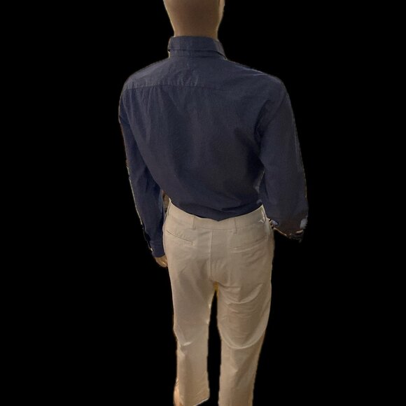 Blue/White Striped Shirt with collar Banana Republic Camden Fit Large 100% Surim - Picture 5 of 5